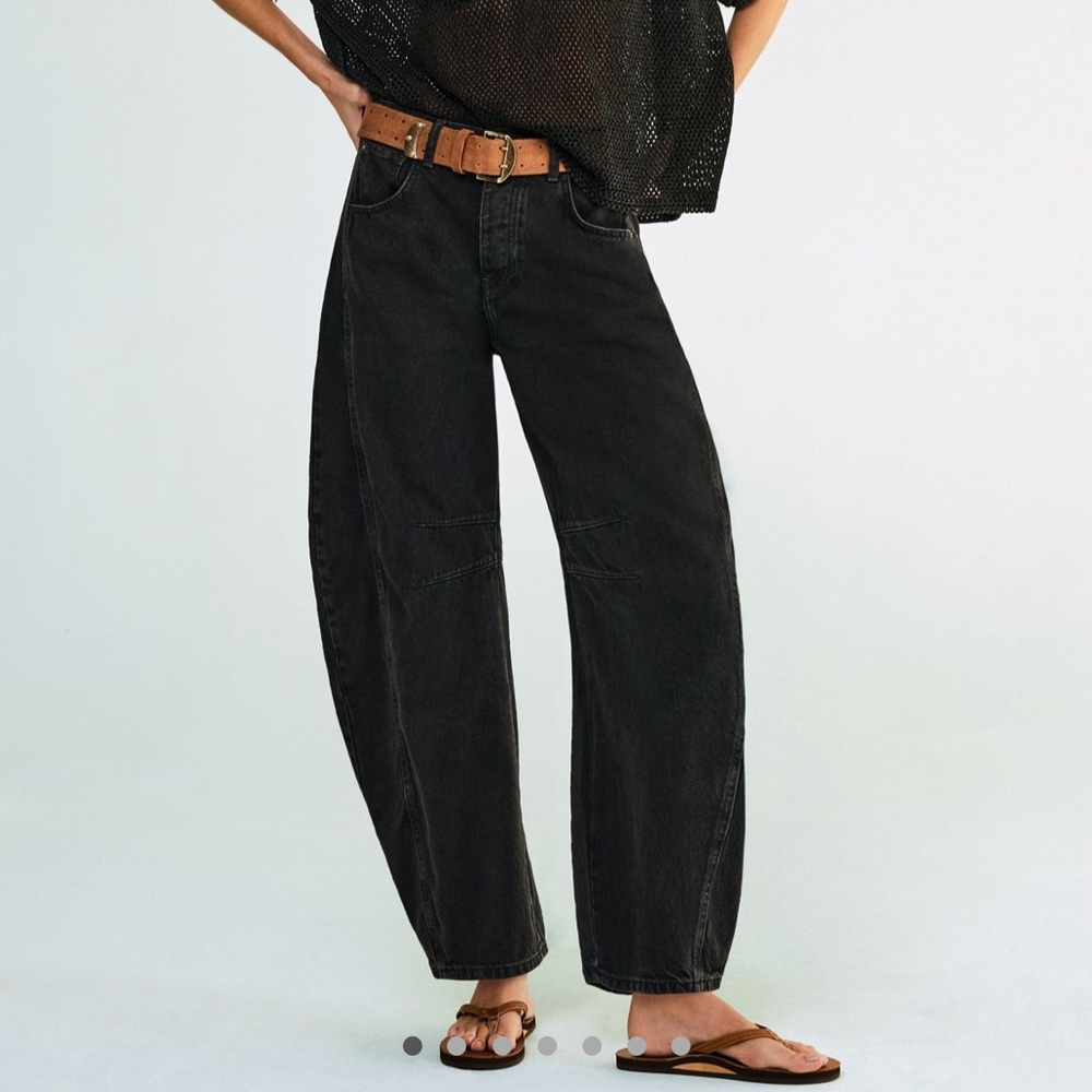 NWT Free People Black Barrel Women's Jeans SZ 25 🔥🔥🔥